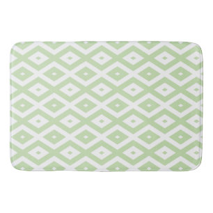 Pale green and white diamond pattern bath mat