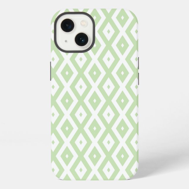 Pale green and white diamond pattern Case-Mate iPh iPhone Case (Back)