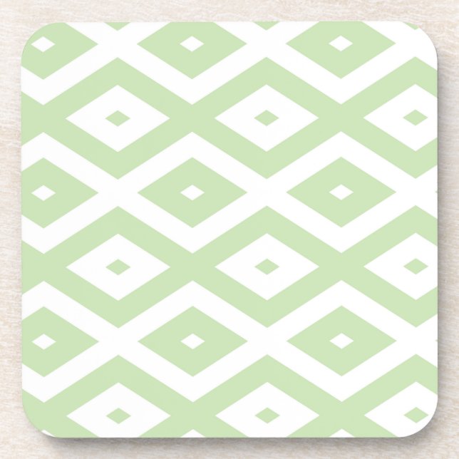 Pale green and white diamond pattern coaster (Front)