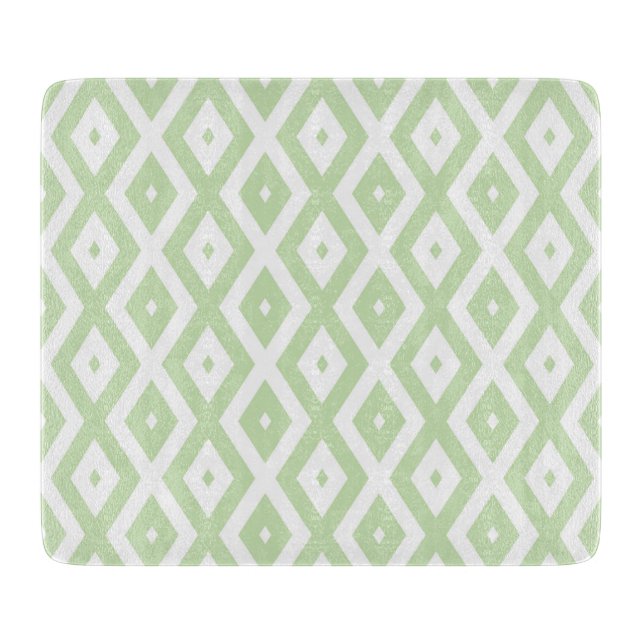 Pale green and white diamond pattern cutting board (Front)