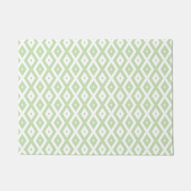 Pale green and white diamond pattern doormat (Front)