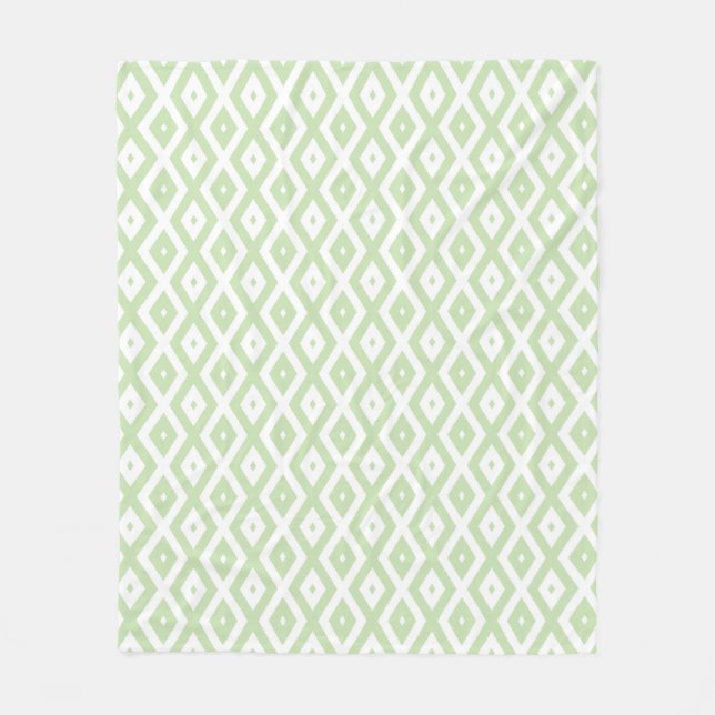 Pale green and white diamond pattern fleece blanket (Front)