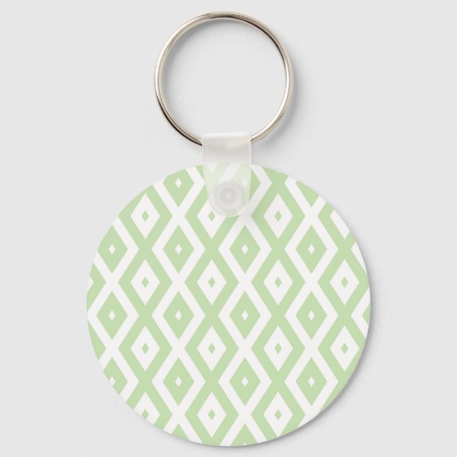 Pale green and white diamond pattern key ring (Front)