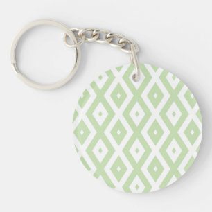 Pale green and white diamond pattern key ring