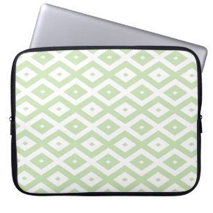 Pale green and white diamond pattern laptop sleeve