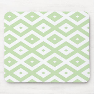 Pale green and white diamond pattern mouse mat