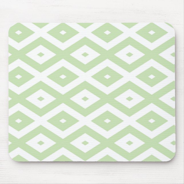 Pale green and white diamond pattern mouse mat (Front)