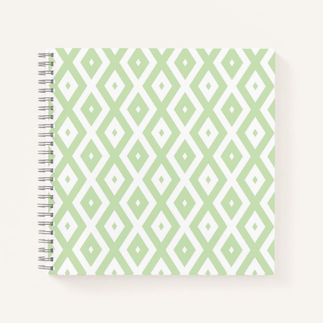 Pale green and white diamond pattern notebook (Front)