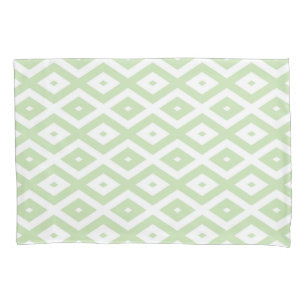 Pale green and white diamond pattern pillowcase