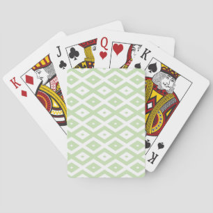 Pale green and white diamond pattern playing cards