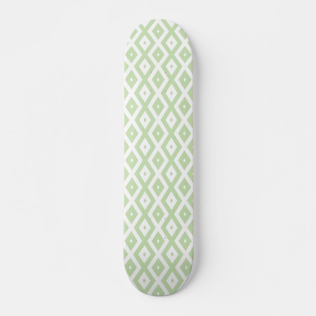 Pale green and white diamond pattern skateboard (Front)