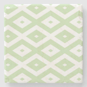 Pale green and white diamond pattern stone coaster