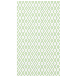 Pale green and white diamond pattern tablecloth