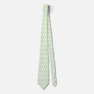 Pale green and white diamond pattern tie