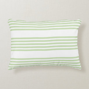Pale green and white five stripes pattern decorative cushion