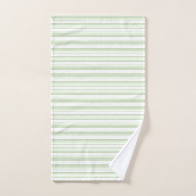 Pale green and white five stripes pattern hand towel (Hand Towel)