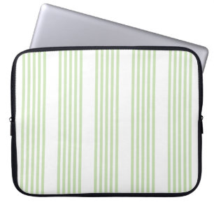 Pale green and white five stripes pattern laptop sleeve