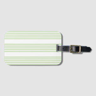 Pale green and white five stripes pattern luggage tag