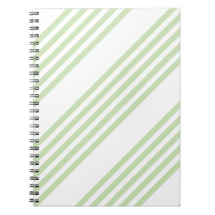 Pale green and white five stripes pattern notebook