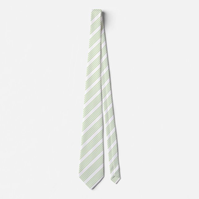 Pale green and white five stripes pattern tie (Front)