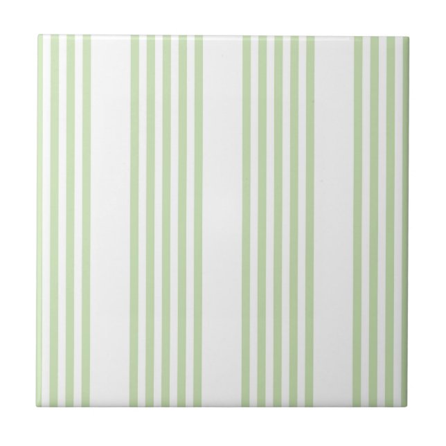 Pale green and white five stripes pattern tile (Front)