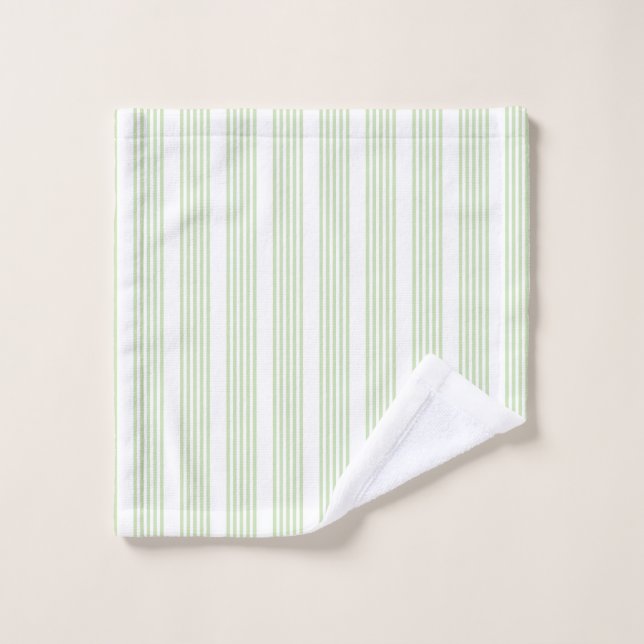 Pale green and white five stripes pattern wash cloth (Wash Cloth)