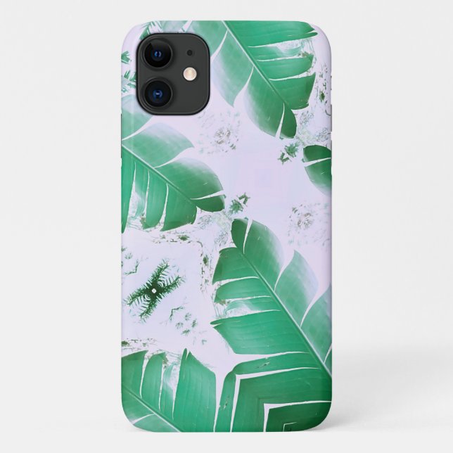 Pale Green Banana Tree Leaf iPhone 11 Case (Back)