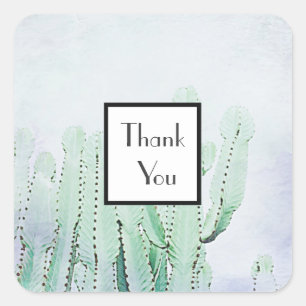 Pale Green Cactus Thank You Wedding Gift Sticker
