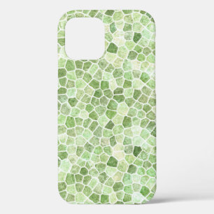 Pale Green Cobbled Patchwork Terrazo Pattern iPhone 12 Case
