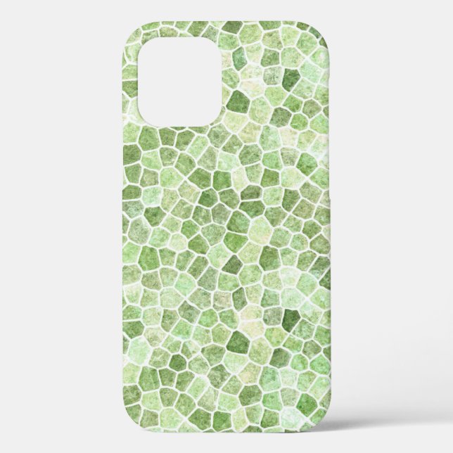 Pale Green Cobbled Patchwork Terrazo Pattern Case-Mate iPhone Case (Back)