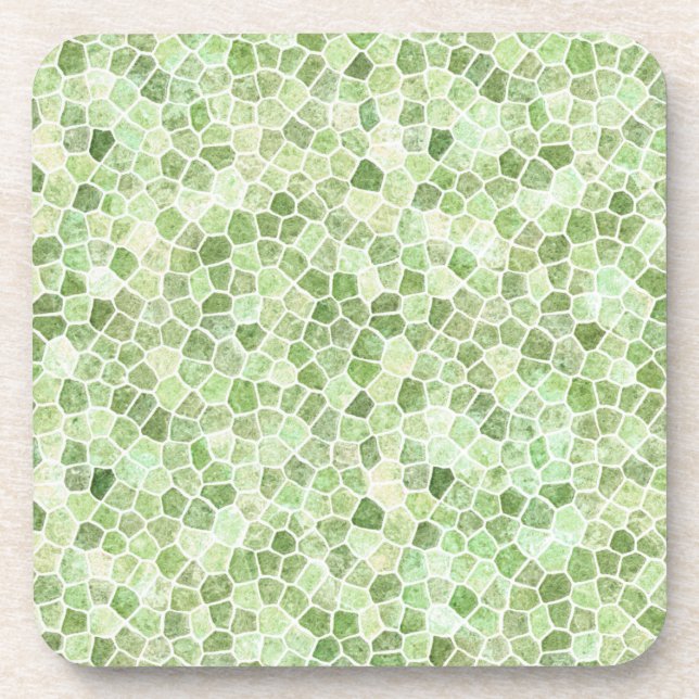 Pale Green Cobbled Patchwork Terrazo Pattern Coaster (Front)
