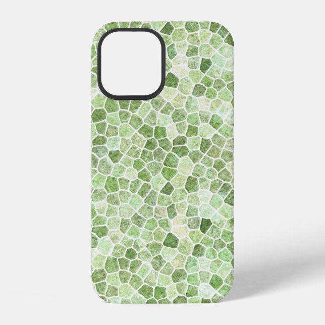 Pale Green Cobbled Patchwork Terrazo Pattern iPhone Case (Back)