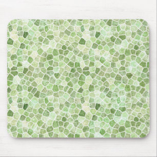 Pale Green Cobbled Patchwork Terrazo Pattern Mouse Mat