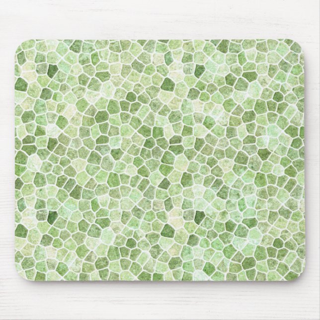 Pale Green Cobbled Patchwork Terrazo Pattern Mouse Mat (Front)