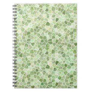 Pale Green Cobbled Patchwork Terrazo Pattern Notebook