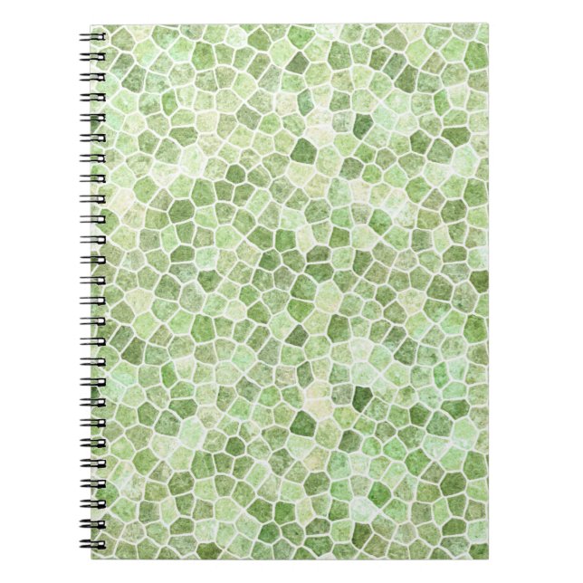 Pale Green Cobbled Patchwork Terrazo Pattern Notebook (Front)