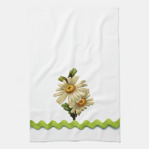 Pale Green Daisy Tea Towel