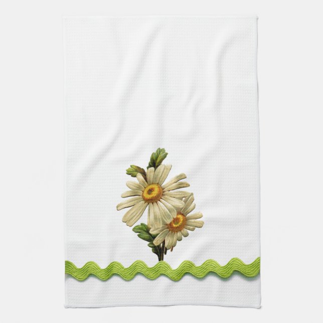 Pale Green Daisy Tea Towel (Vertical)