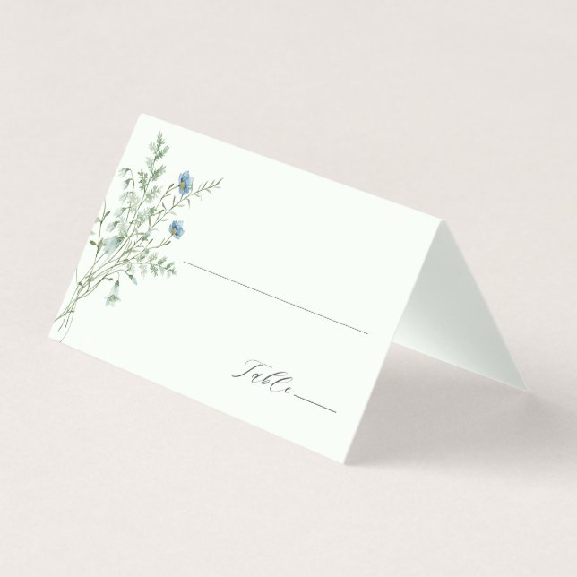 Pale Green Elegant Wildflower Wedding Place Card (Front)