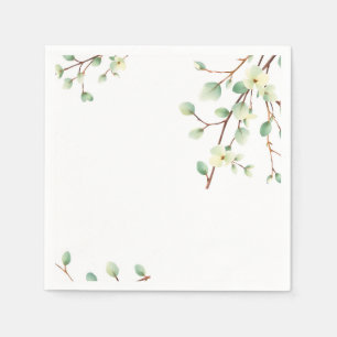 Pale Green Eucalyptus Watercolor Napkin