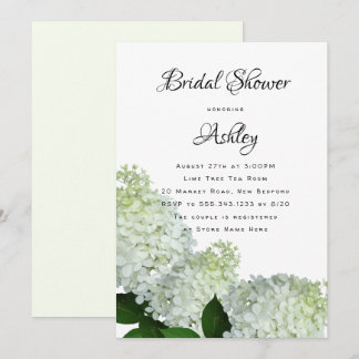 Pale Green Floral Bridal Shower Hydrangea Invites