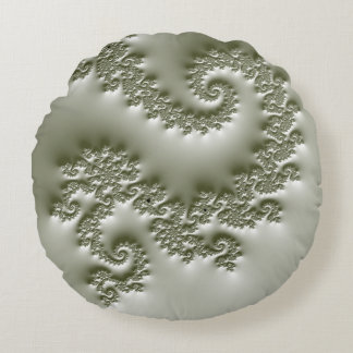 Pale green fractal round cushion
