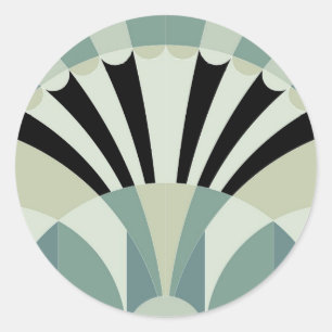 Pale Green Geometric Lines Classic Round Sticker