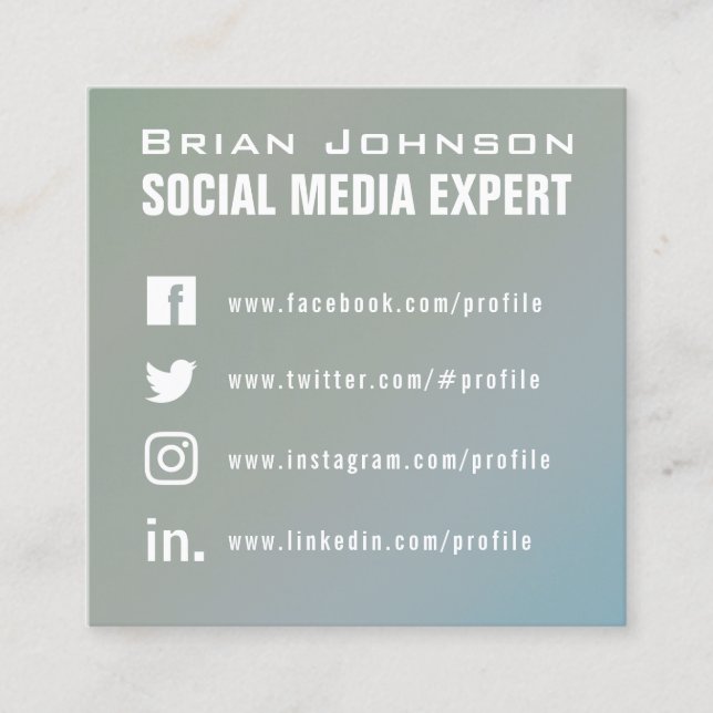Pale green grey style professional cover square business card (Front)