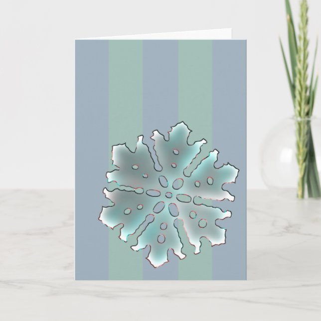 Pale Green Lavender Plastic Snowflake Holiday Card (Front)
