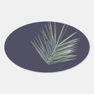 Pale green leaf oval sticker