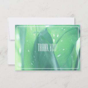Pale Green Leaf Plant Thank You Flat Card