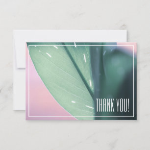 Pale Green Leaf Plant Thank You Flat Card