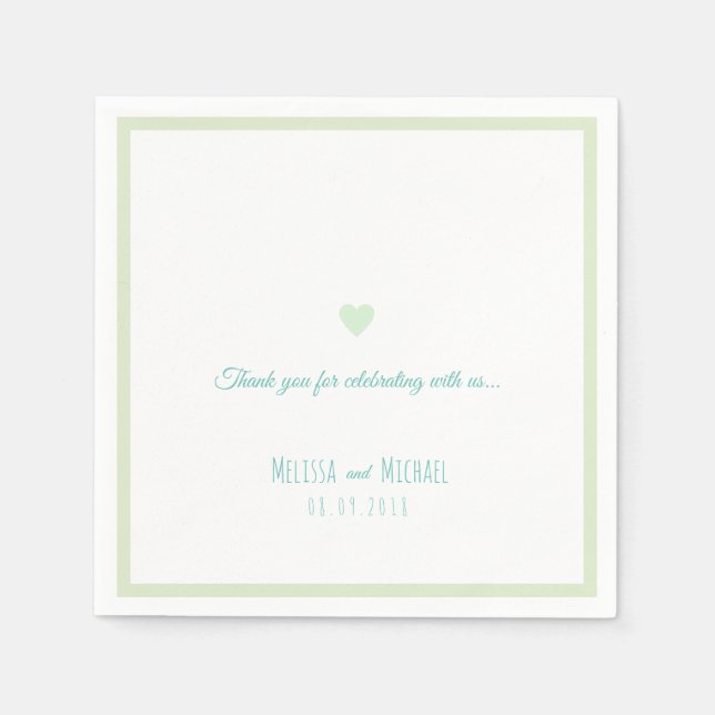 pale green & light teal wedding napkin (Front)