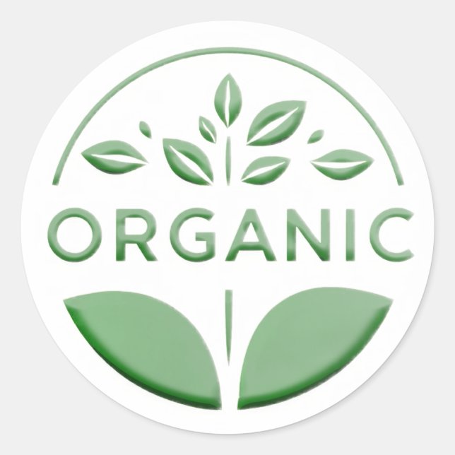 Pale Green Organic Product Label with Leaf  (Front)